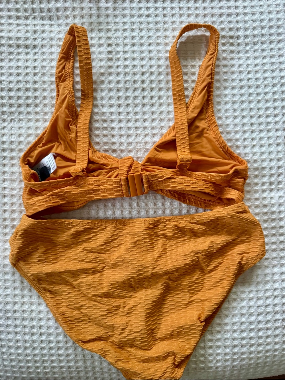 Women’s Textured Knot Front Bikini Set - Orange - Picture 2 of 4